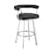 Armen Living Nolagam Swivel Counter Stool in Brushed Stainless Steel with Black Faux Leather 840254335608 - alternate 1